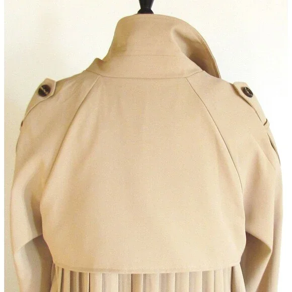 DESIGNER BATUNA BEIGE PLEATED DETAIL BELTED TRENCH COAT SIZE MED - Picture 8 of 16